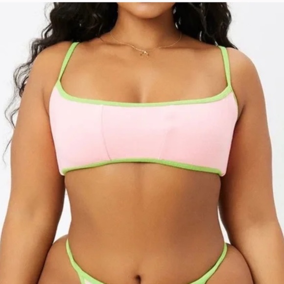 Frankie’s Bikinis Pink and Green Terry Cloth Bikini Set - Picture 2 of 9